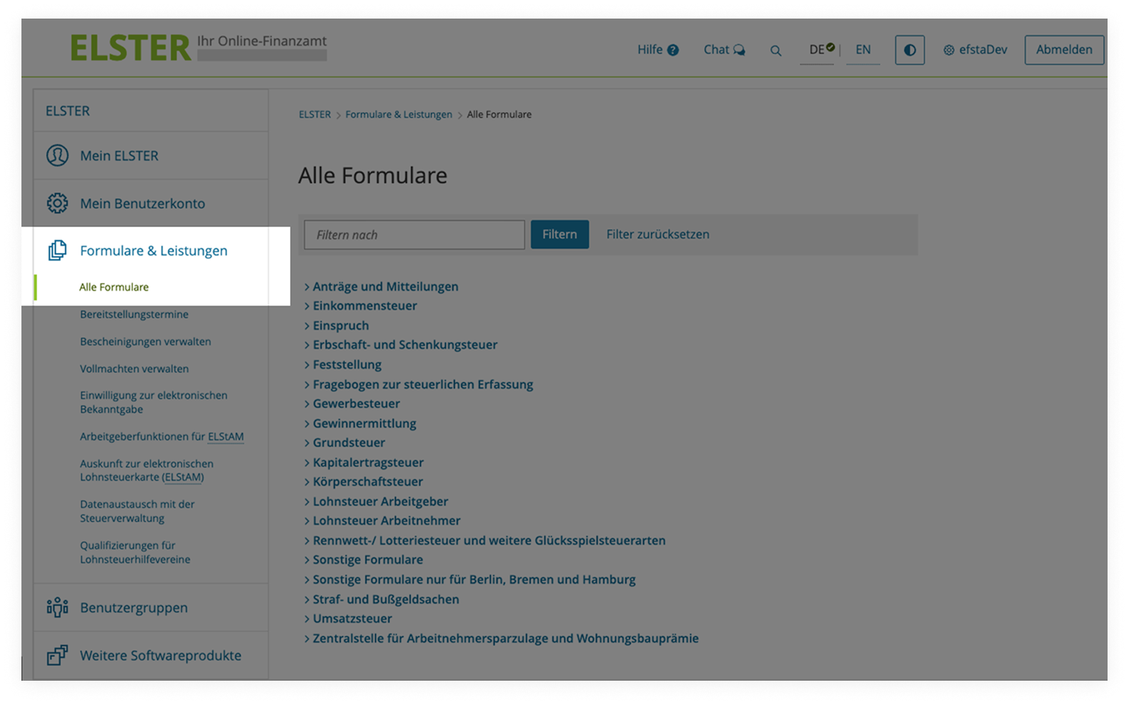 MeinElster_Main-Menu