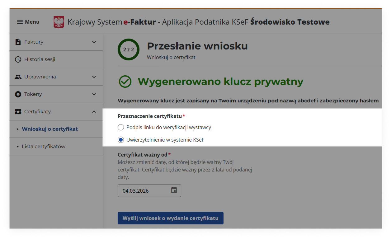 KSeF App Cert Type